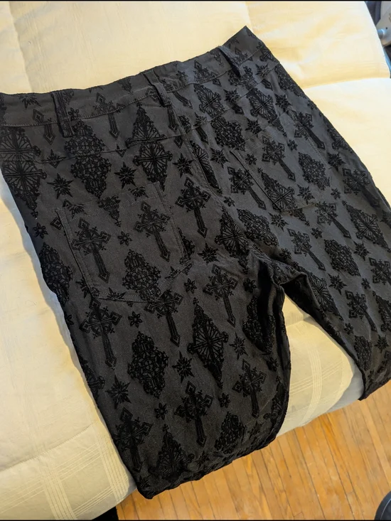 Killstar Black Velvet Cross Jacquard Pants - Picture 5 of 10